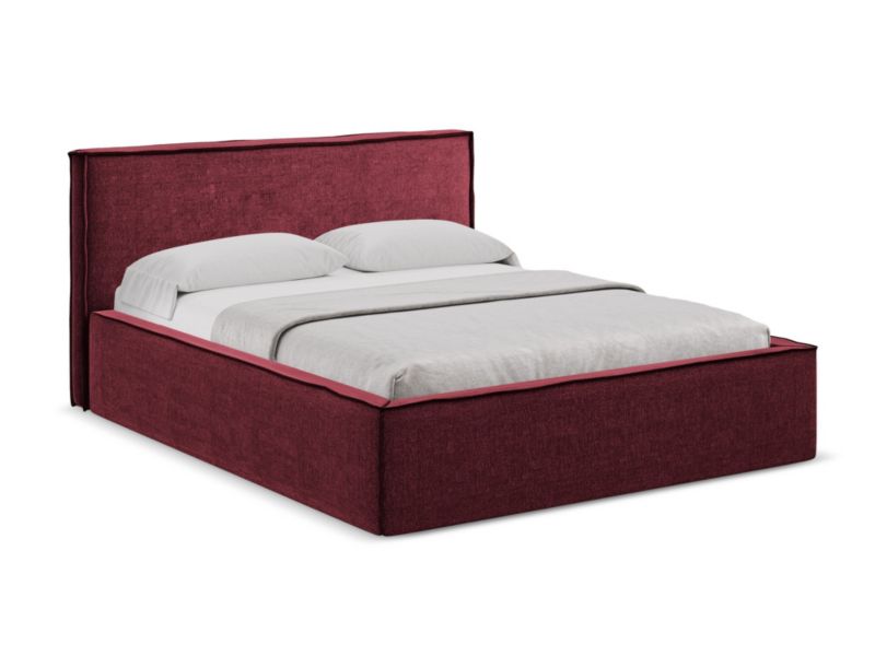 Łóżko Makamii Anani z tkaniny szenilowej 160x200 bordo 1 szt.