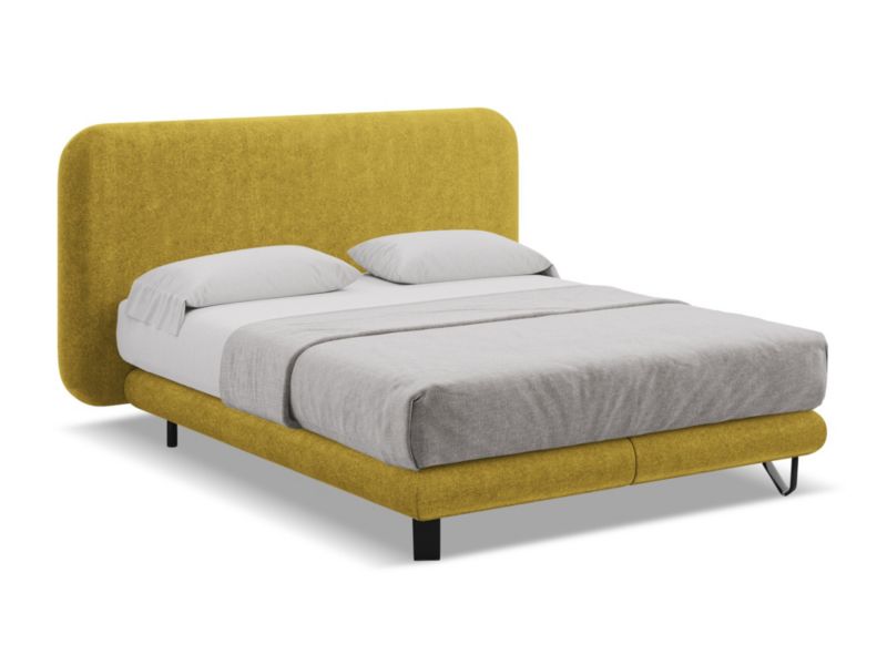 Łóżko Makamii Ilima z tkaniną boucle 160x200 musztardowy 1 szt.