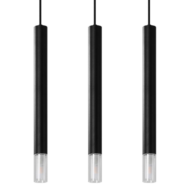 Lampa wisząca Sollux Lighting WEZYR 3 czarna 1 szt.