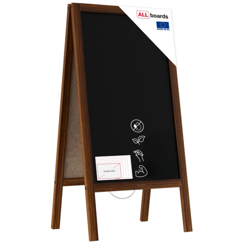 Potykacz stojak reklamowy kredowy 100x50 cm ALLboards rama klasyczny brąz 1 szt.