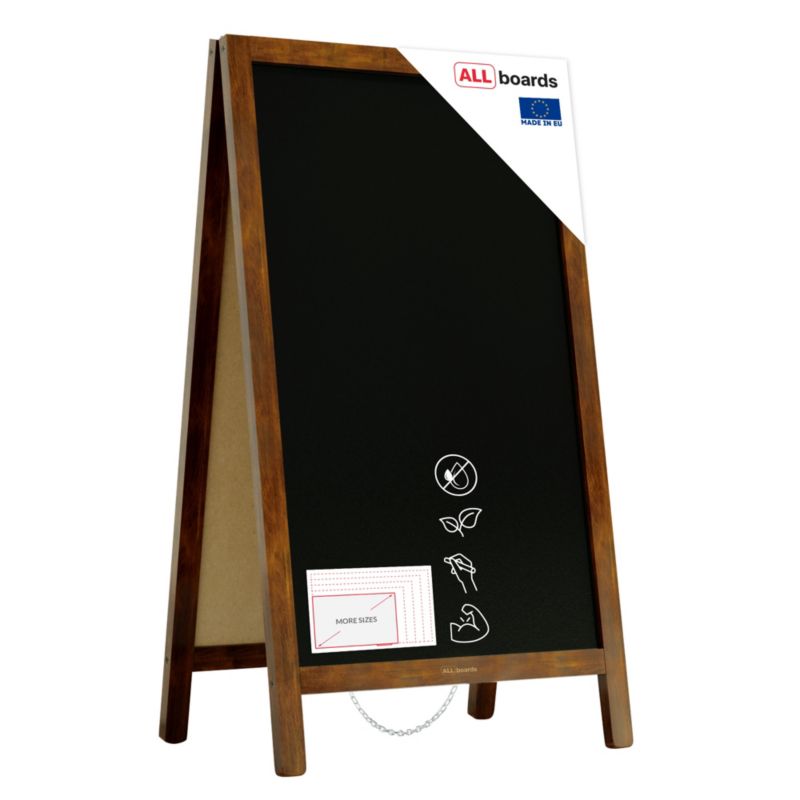 Potykacz stojak reklamowy kredowy 78x44 cm ALLboards rama klasyczny brąz 1 szt.