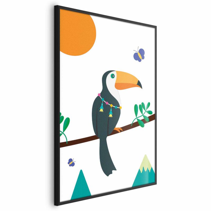 Plakat Artgeist Tukan i motyle 29,7x42 cm z ramą czarną 1 szt