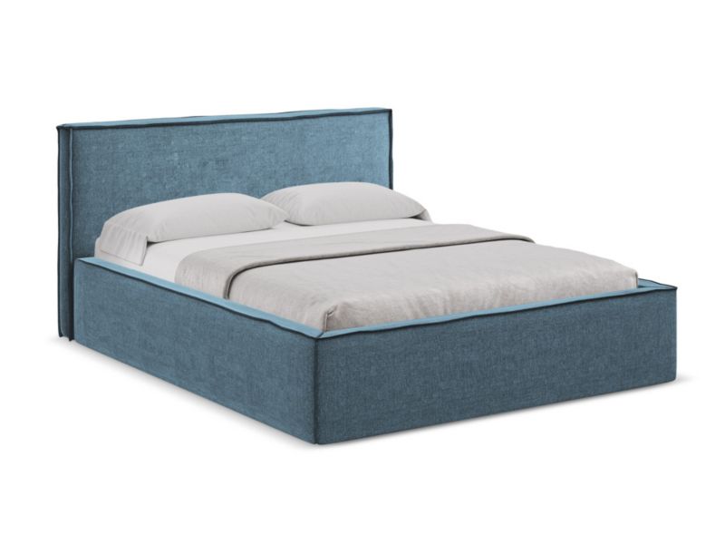 Łóżko Makamii Anani z tkaniny szenilowej 160x200 jeans 1 szt.