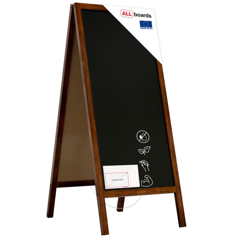 Potykacz stojak reklamowy kredowy 150x61 cm ALLboards rama klasyczny brąz 1 szt.