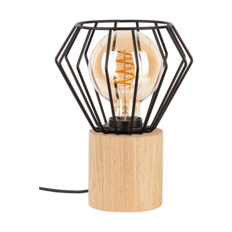 Drewniana Lampa Stołowa SPOT Light 1xE27 Max.15W LED Dąb Olejowany FSC z Akcentem Czerni, 1 szt.