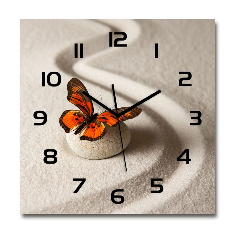 Zegar szklany Tulup Motyl czarne wskazówki 30x30 cm cm cichy 1 szt.