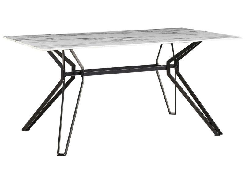 Stół do jadalni Ballina 90 cm 160 cm Efekt marmuru Biały 1 szt.