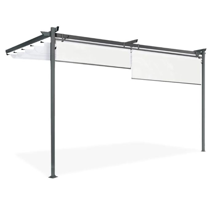 Pergola Przyścienna Hardmaister Tarasowa Ogrodowa 390x270 4x3 Antracyt Białe Rolety 1 szt