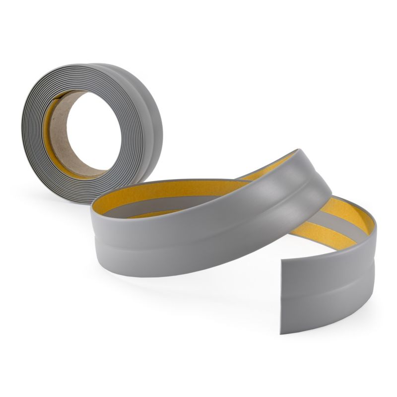 Listwa wykończeniowa PCV 15x15mm, QUEST, samoprzylepna, elastyczna, miękka taśma dekoracyjna, szary, 20m