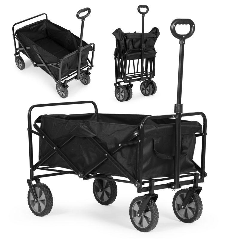 Wózek transportowy MultiGarden składany duży wózek ogrodowy plażowy czarny 47x105 cm 1 szt.