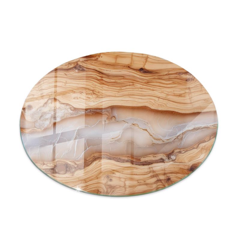 Blat szklany Tulup fi70 cm Naturalne drewno z żywicą 1 szt.
