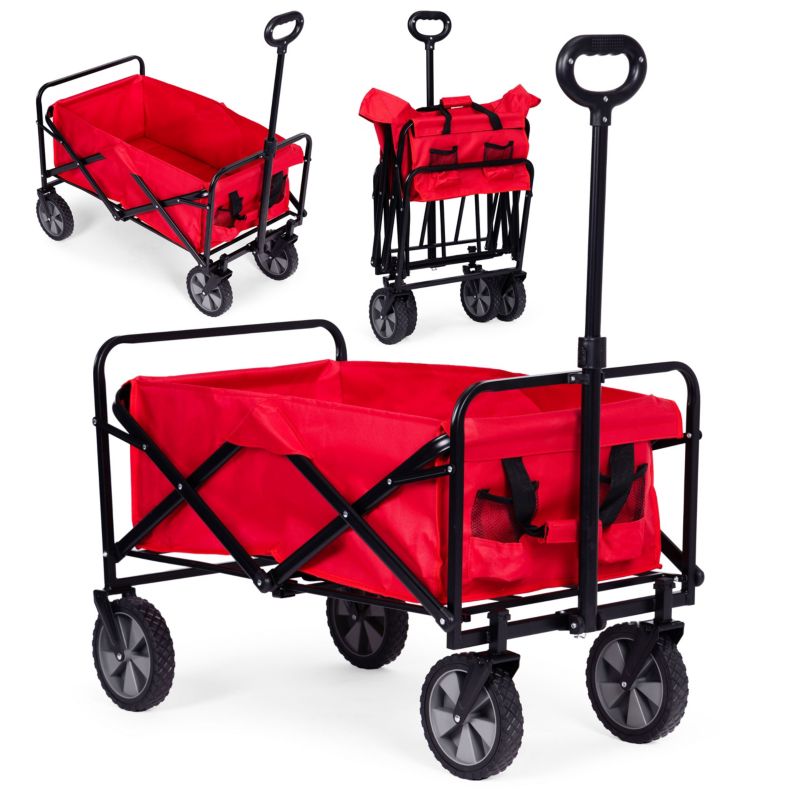 Wózek transportowy MultiGarden składany duży wózek ogrodowy plażowy czerwony 47x105 cm 1 szt.