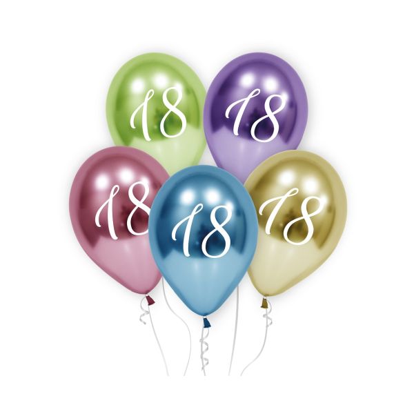 Balony 18, platynowe, 12"/ 5 szt.