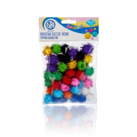 POMPONY 20MM BROKATOWE KULECZKI ŚREDNIE