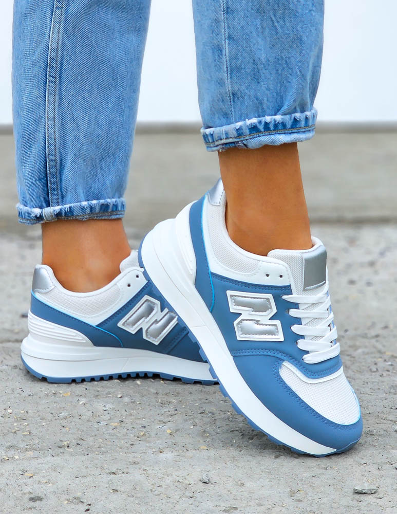 Biało-Niebieskie Buty Sportowe Damskie New Blances She