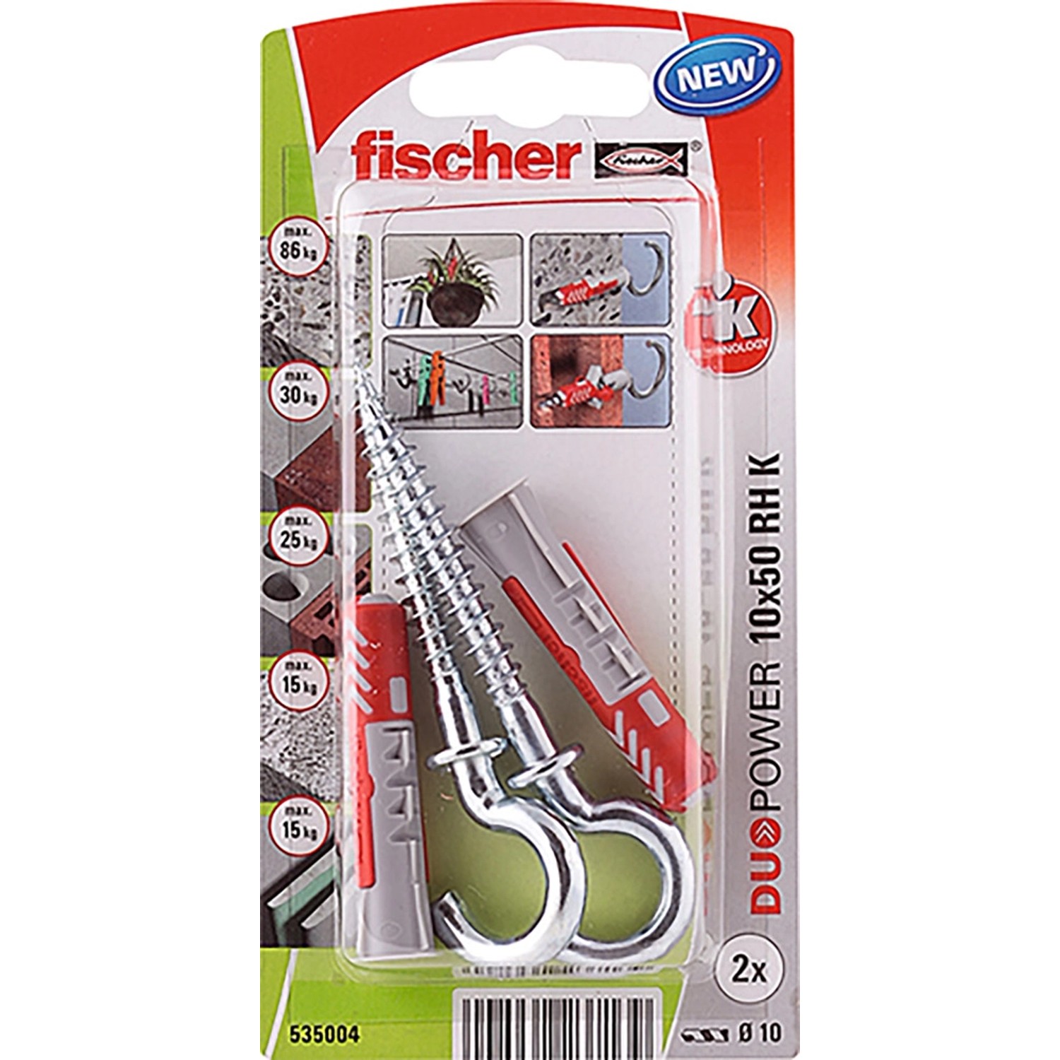 Fischer Kołek uniwersalny DP+hak 10x50 2szt