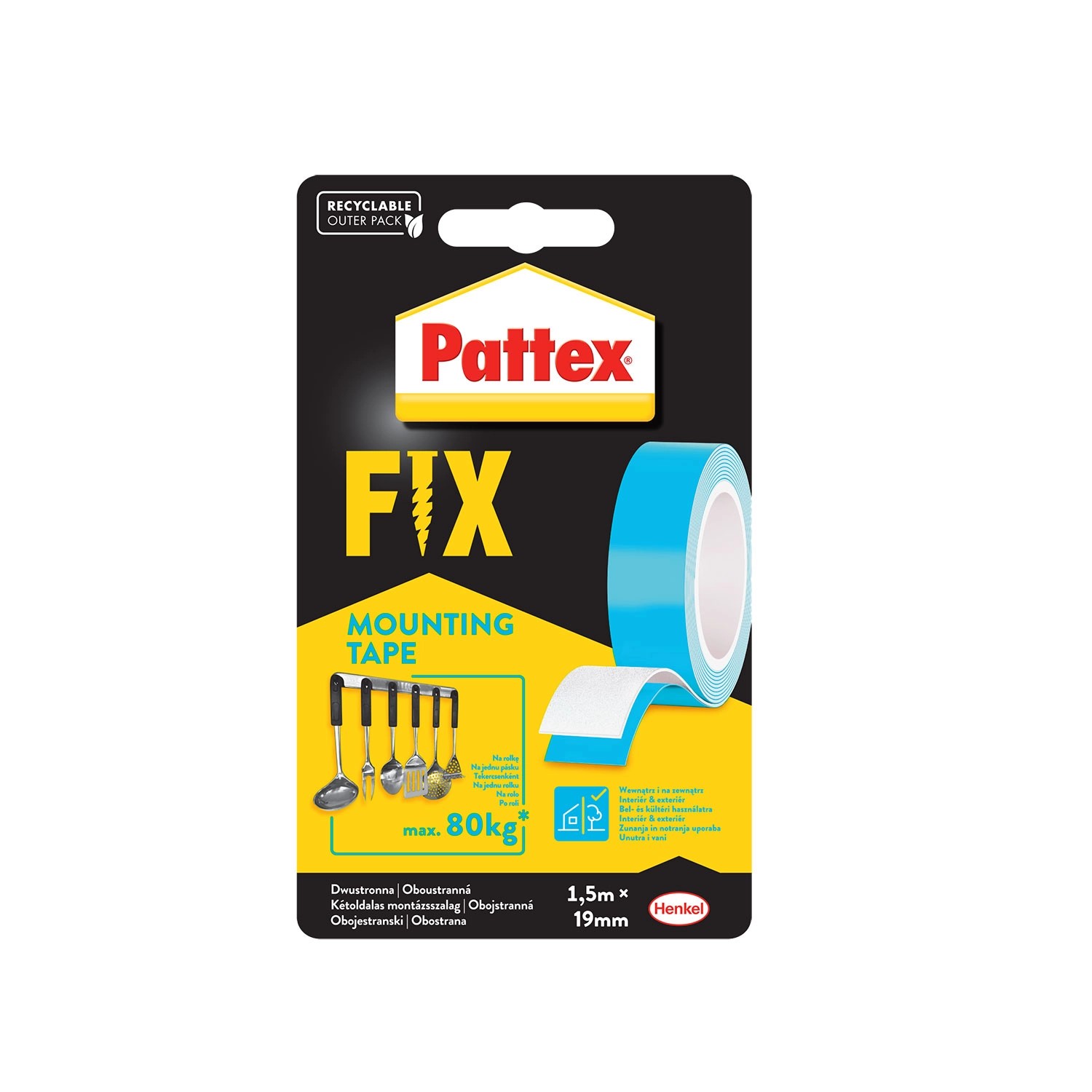Pattex Taśma montażowa FIX 80 kg 1,5 m x 19 mm