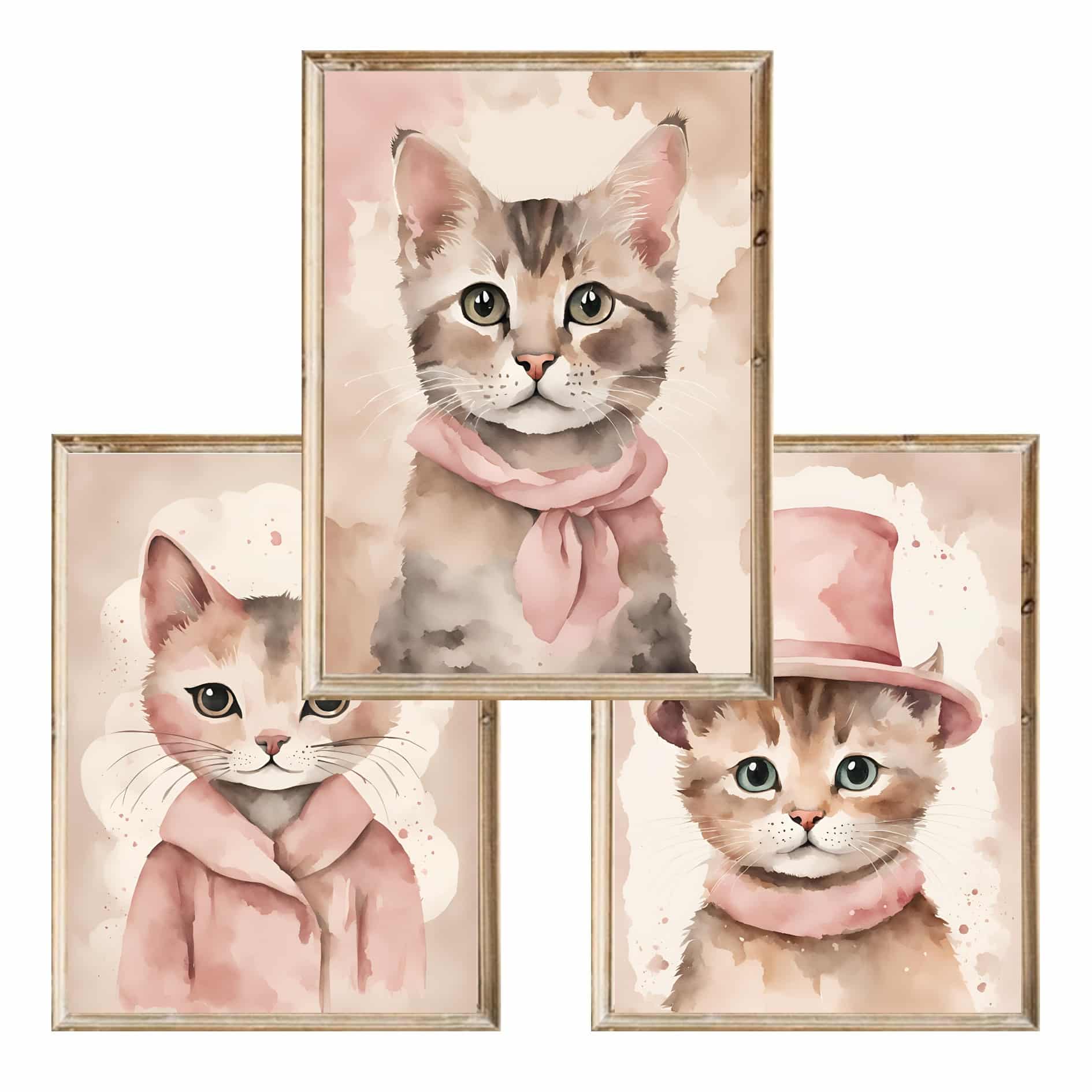 Zestaw trzech plakatów dla dzieci Cat Portraits - A3