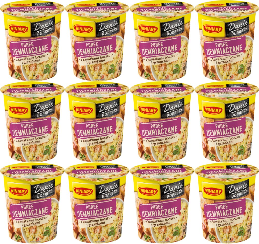 12x Danie w 5 minut Winiary, puree o smaku bekonowym, kubek, 53g