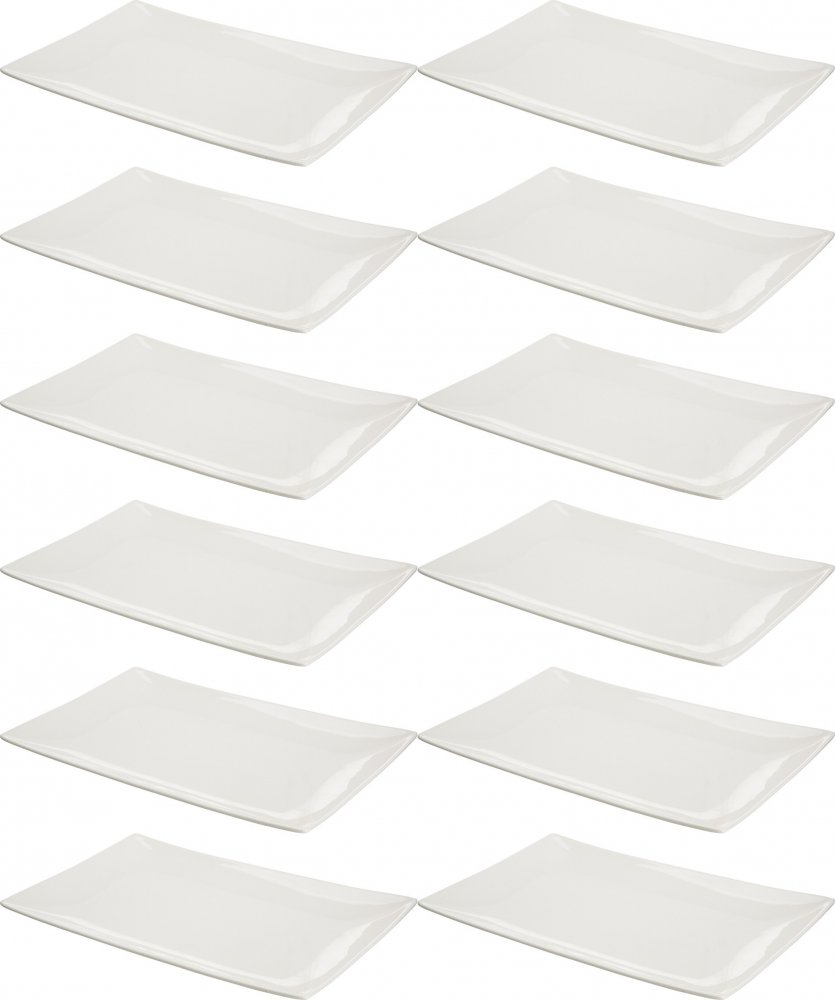 12x Półmisek prostokątny Altom Design Regular, 26cm, porcelana, kremowy