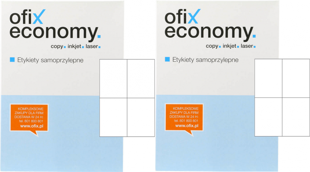 2x Etykiety samoprzylepne Ofix Economy, 105x148mm, 100 arkuszy, biały
