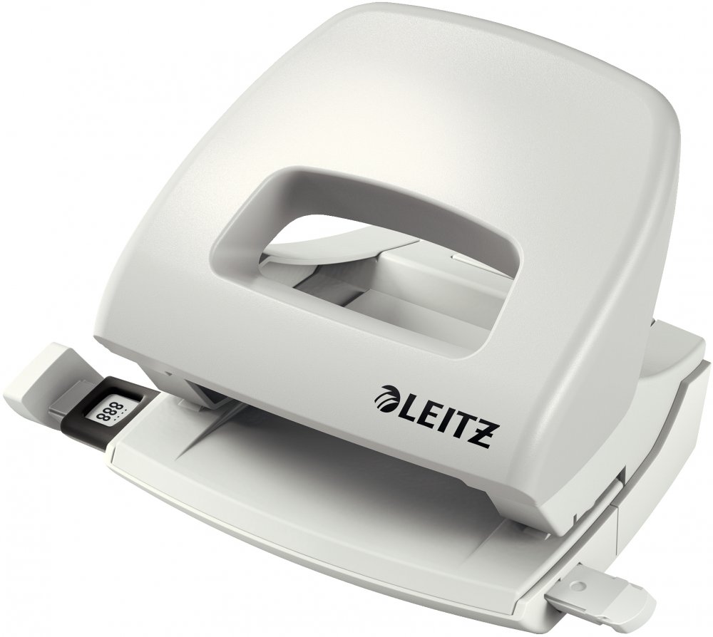 Dziurkacz Leitz New NeXXt, średni, do 16 kartek, jasnoszary