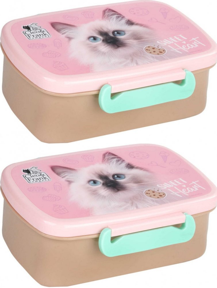 2x Lunchbox Derform A Cleo&Frank (Kot), 16.5x10x7cm
