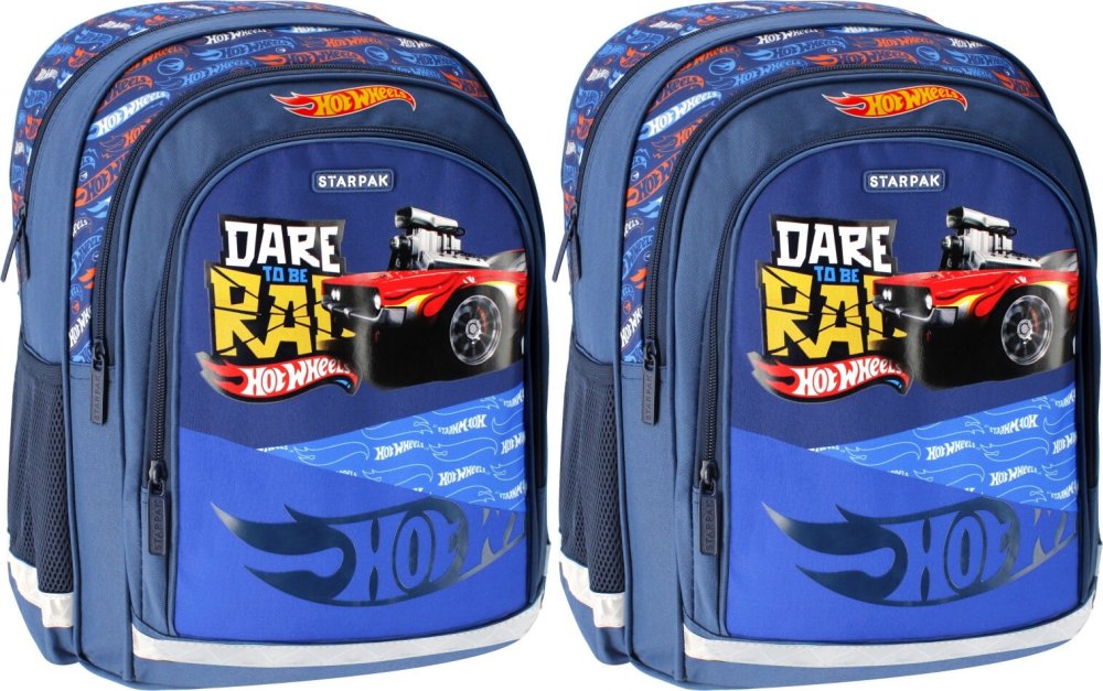 2x Plecak szkolny Starpak Hot Wheels, dwukomorowy, 23l, 41x30x20cm, niebieski