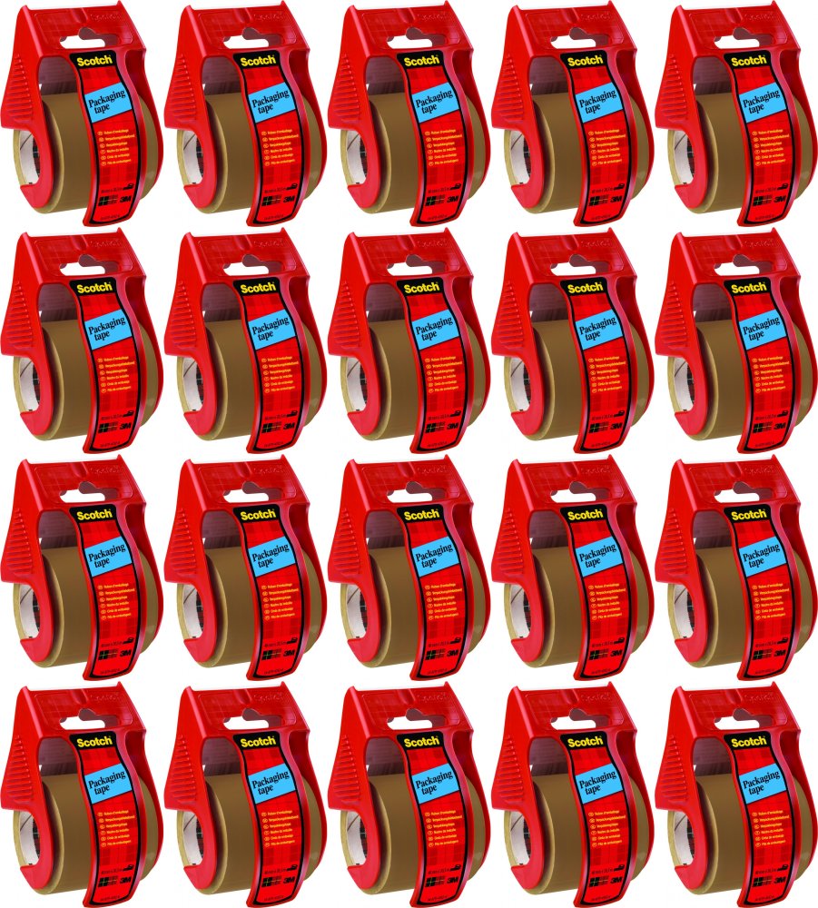 20x Dyspenser do taśmy pakowej Scotch NPBS0265 + taśma 48mmx20.3m, 1 rolka, czerwony