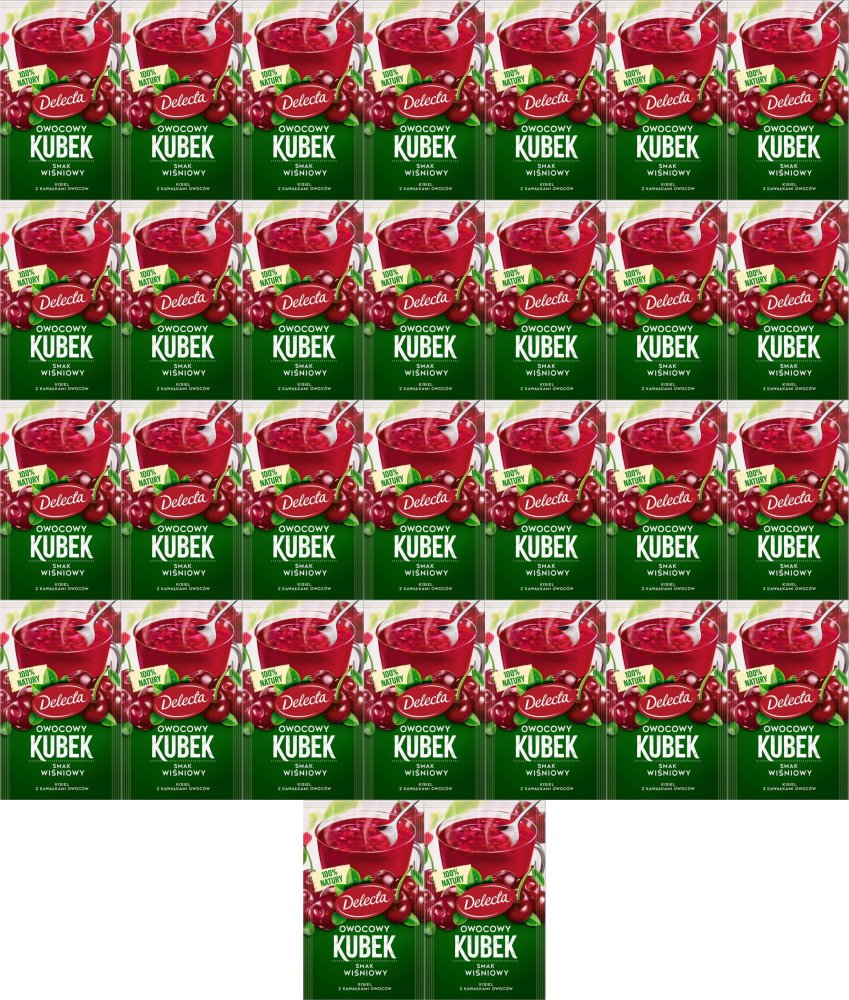 30x Kisiel Delecta Owocowy Kubek z kawałkami owoców, wiśniowy, 30g