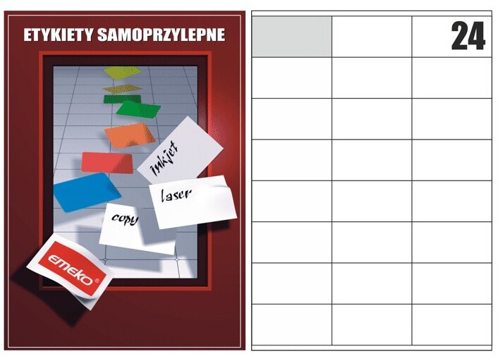 Etykiety samoprzylepne Emeko, 70x35mm, 100 arkuszy, różowy