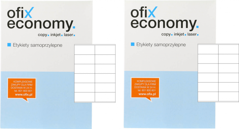 2x Etykiety samoprzylepne Ofix Economy, 105x48mm, 100 arkuszy, biały