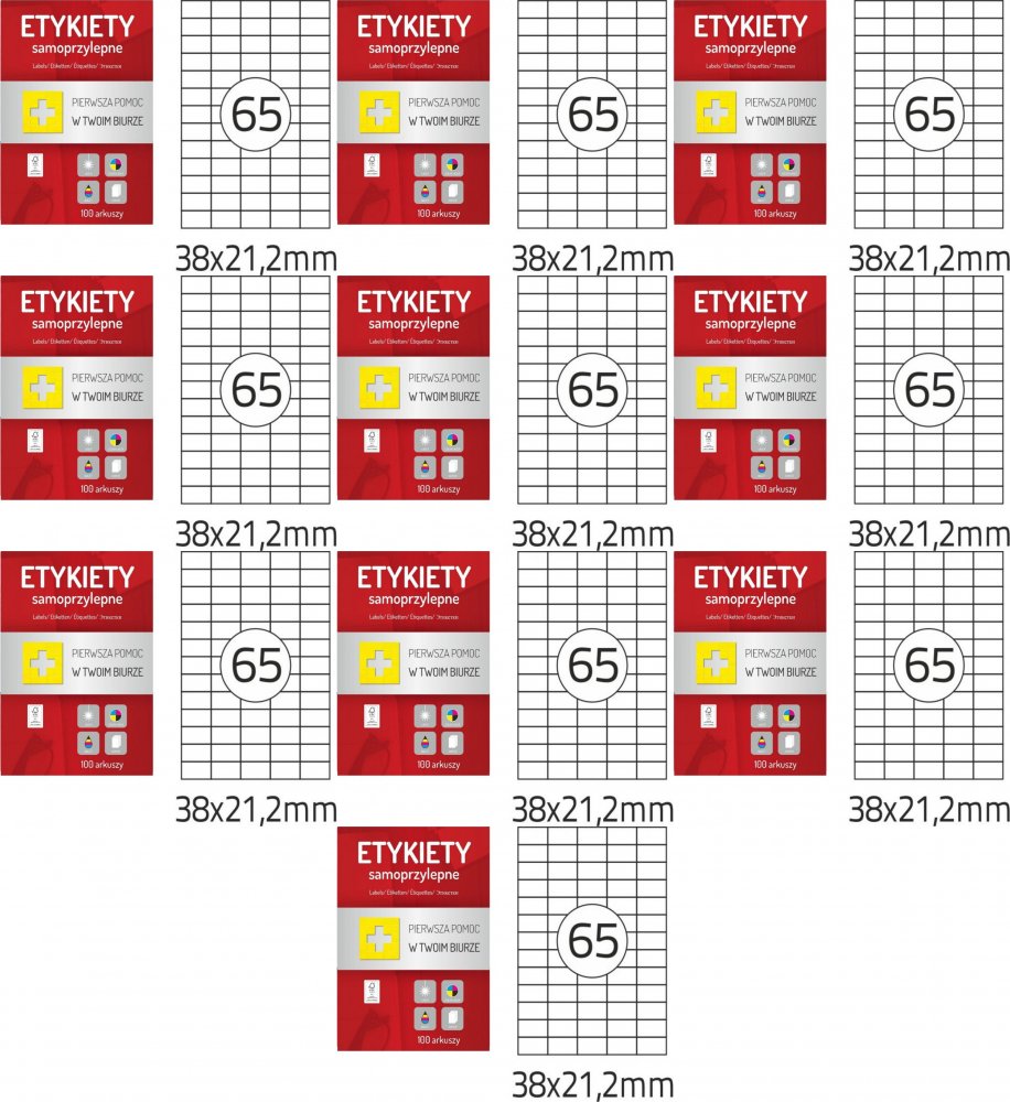 10x Etykiety samoprzylepne Dalpo Memo Label, 38x21.2mm, 100 arkuszy, biały