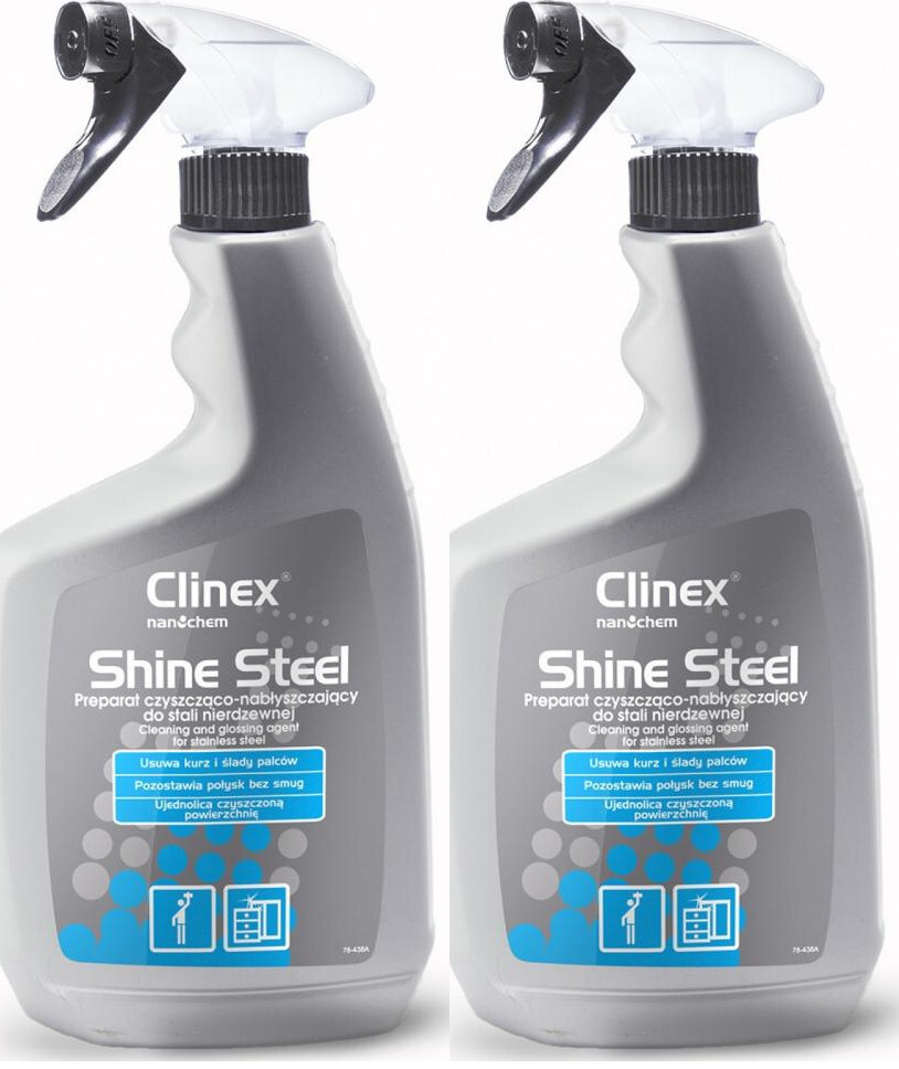 2x Preparat czyszcząco-nabłyszczający Clinex Shine Steel 77-628, do stali nierdzewnej, 650ml