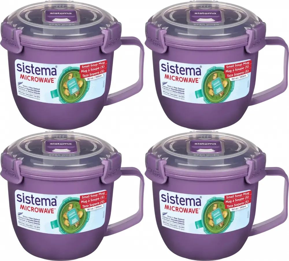 4x Kubek na zupę Sistema Microwave, 565ml, mix kolorów