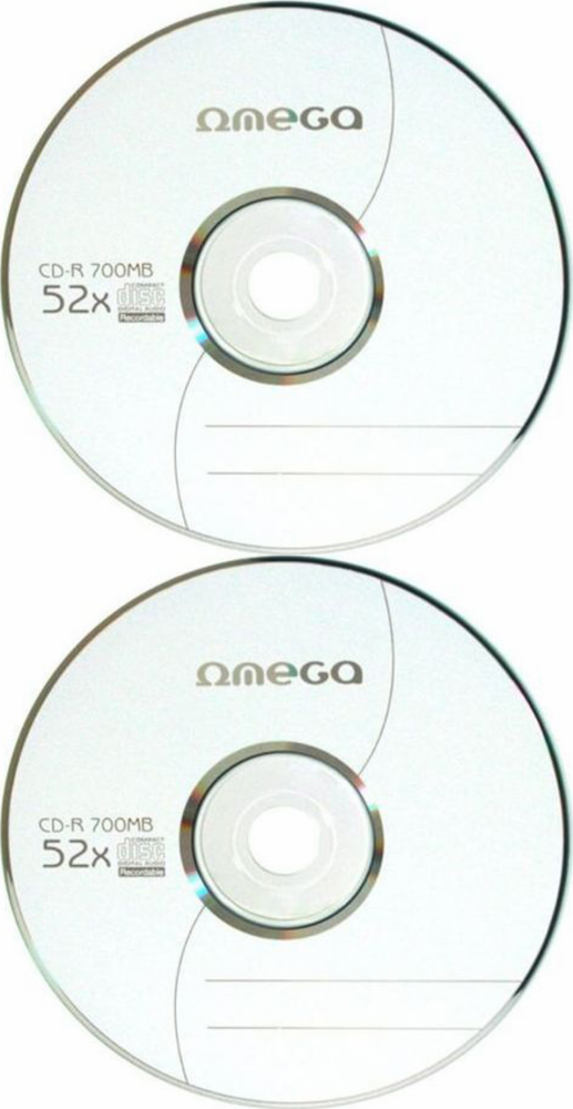 2x Płyta CD-R Omega, do jednokrotnego zapisu, 700 MB, koperta, 10 sztuk