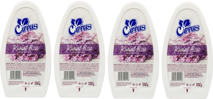 4x odświeżacz powietrza Cirrus, kwiat bzu, żel, 150g