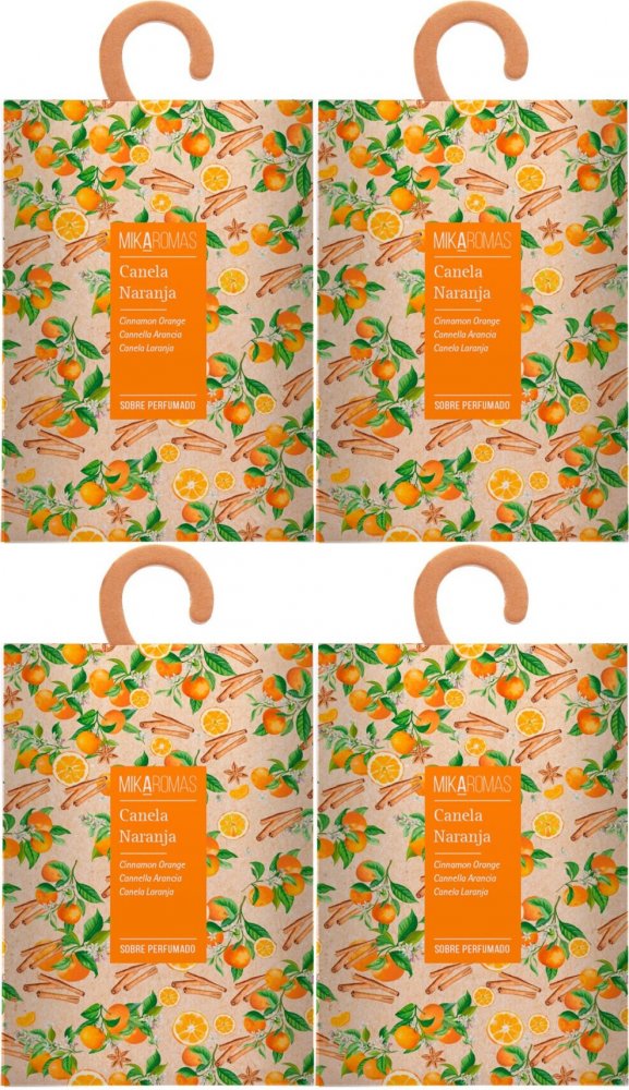 4x Saszetka zapachowa do szafy Mikaromas, cynamon i pomarańcza, 100ml