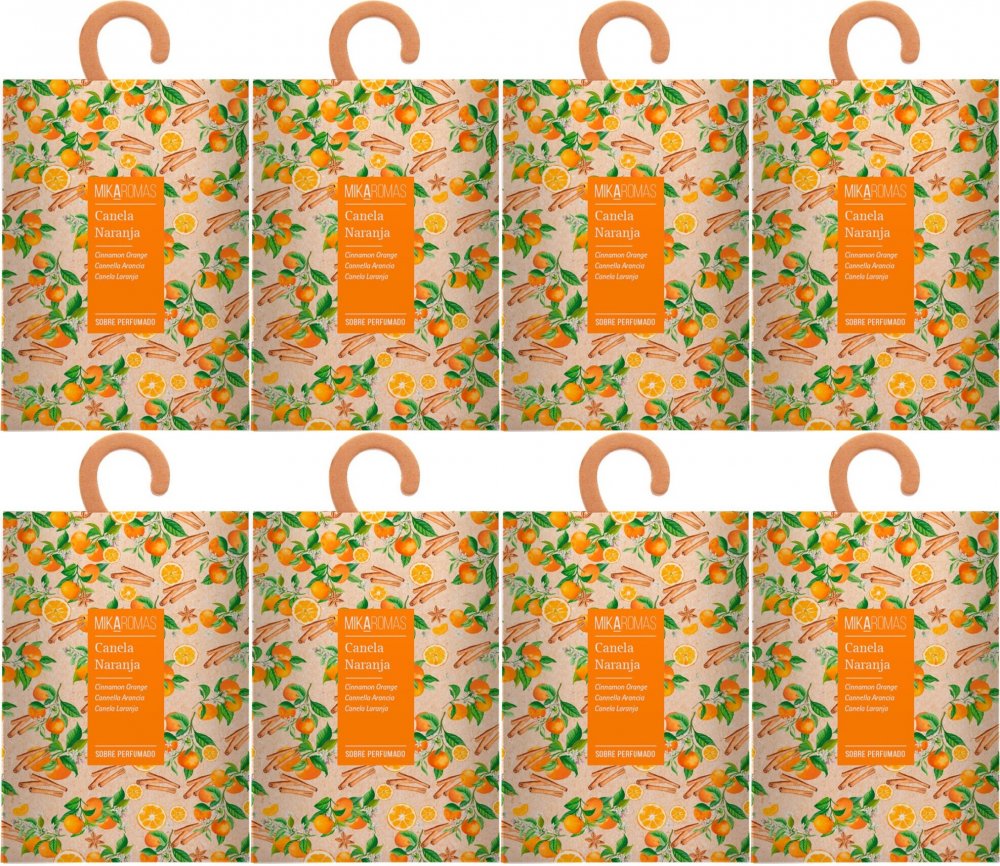 8x Saszetka zapachowa do szafy Mikaromas, cynamon i pomarańcza, 100ml