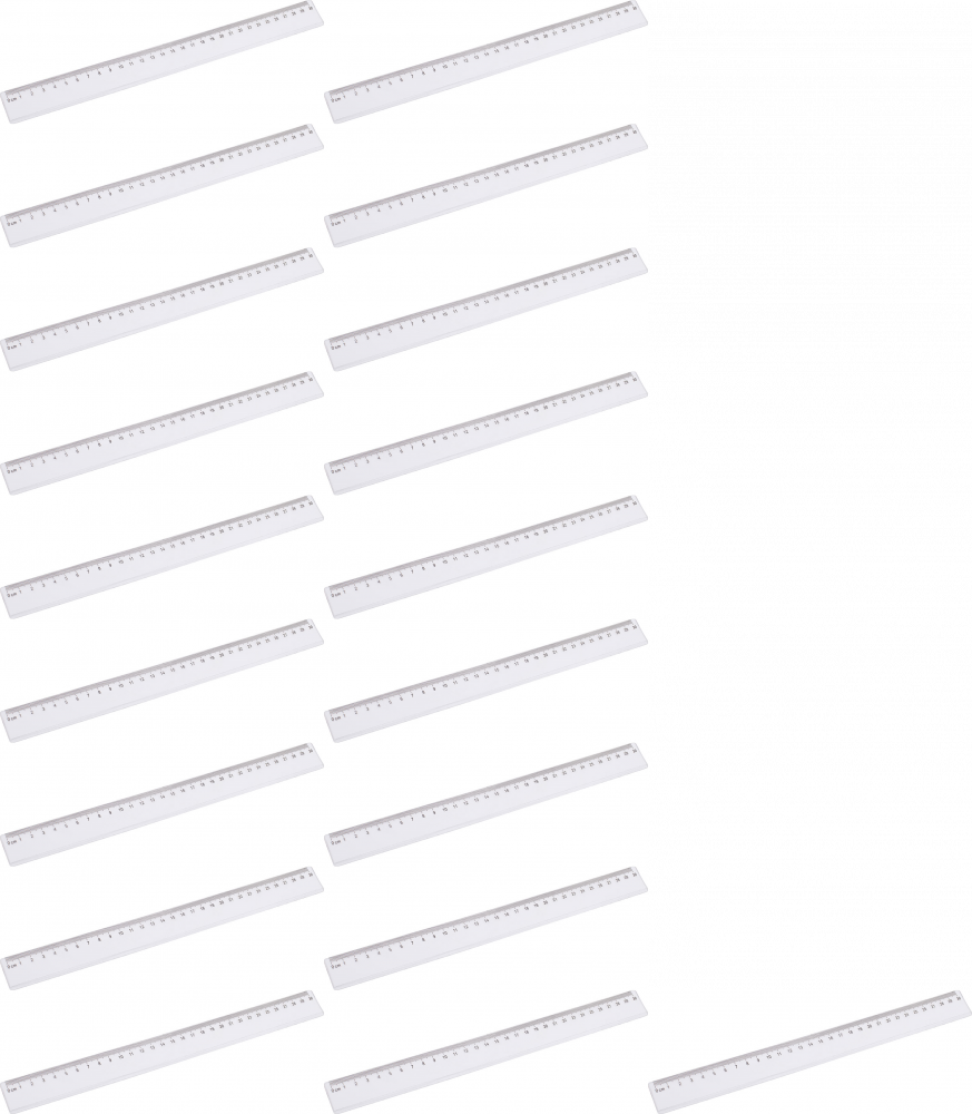 20x Linijka plastikowa D.Rect, 30cm, transparentny