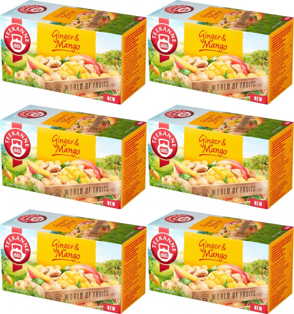 6x Herbata owocowa w kopertach Teekanne Ginger Mango, imbir i mango, 20 sztuk x 1.75g