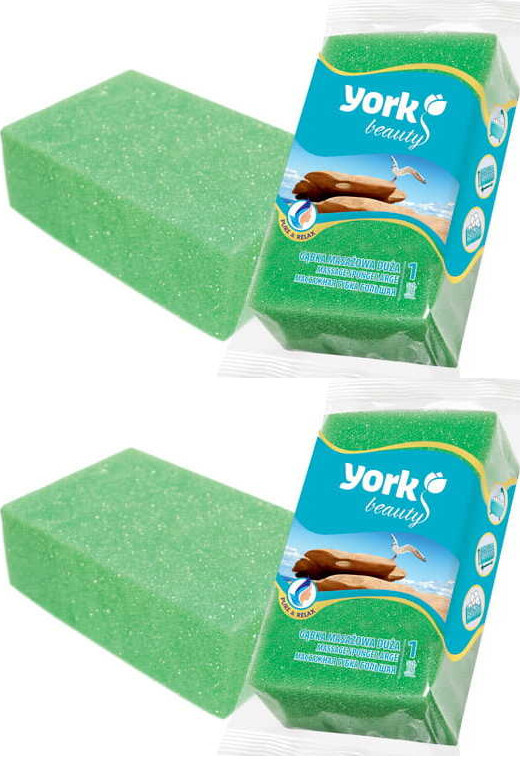 2x Gąbka masażowa York, 18x10.5x6cm, mix kolorów