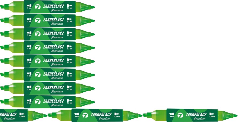 12x Zakreślacz dwustronny Tetis, okrągła/ścięta, 4.2mm/5mm, zielony