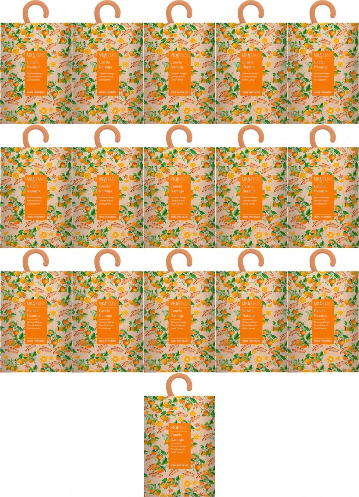 16x Saszetka zapachowa do szafy Mikaromas, cynamon i pomarańcza, 100ml
