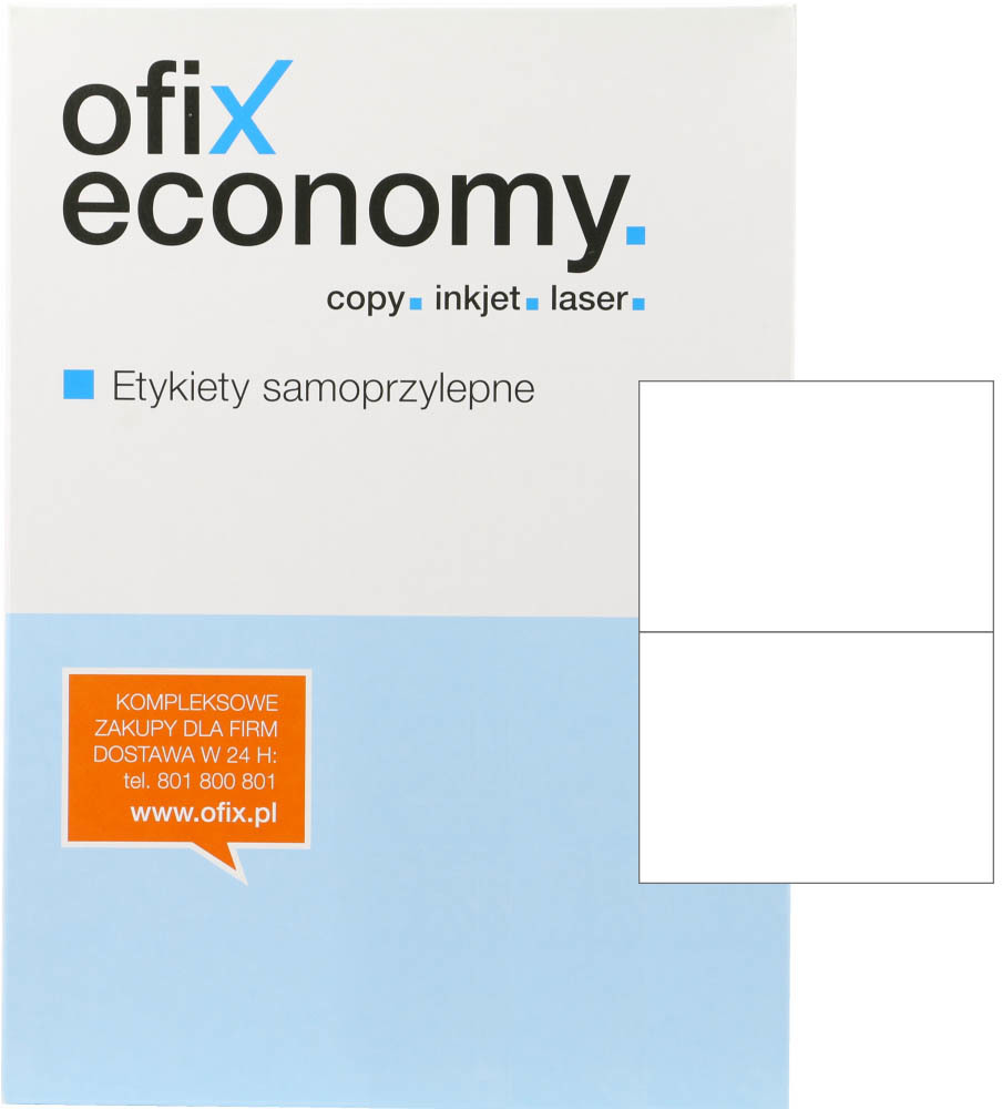 Etykiety samoprzylepne Ofix Economy, 210x148mm, 100 arkuszy, biały