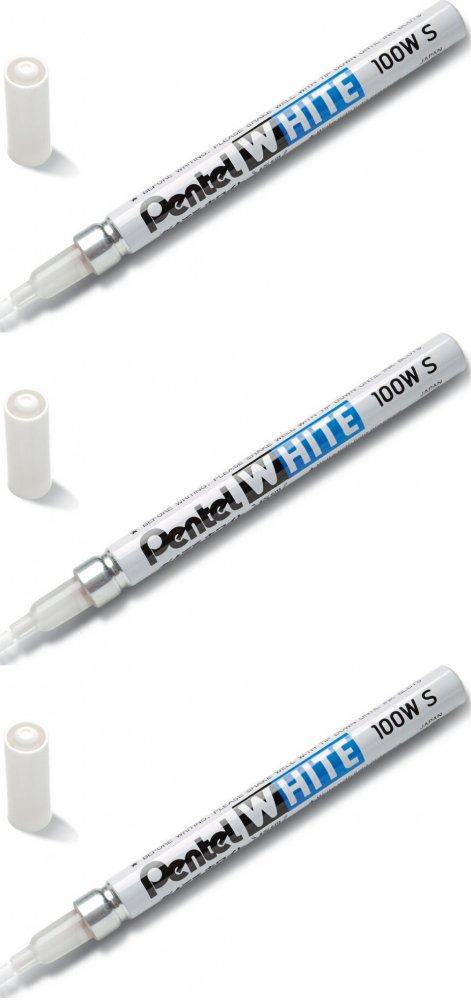 3x Marker olejowy Pentel X100W-S, okrągła, 2 mm, biały