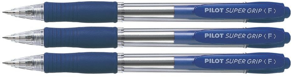 3x Długopis automatyczny Pilot, Super Grip, 0.7mm, niebieski
