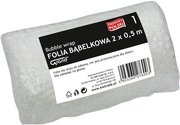 Folia ochronna bąbelkowa Grand, 0.5x2m, przezroczysty