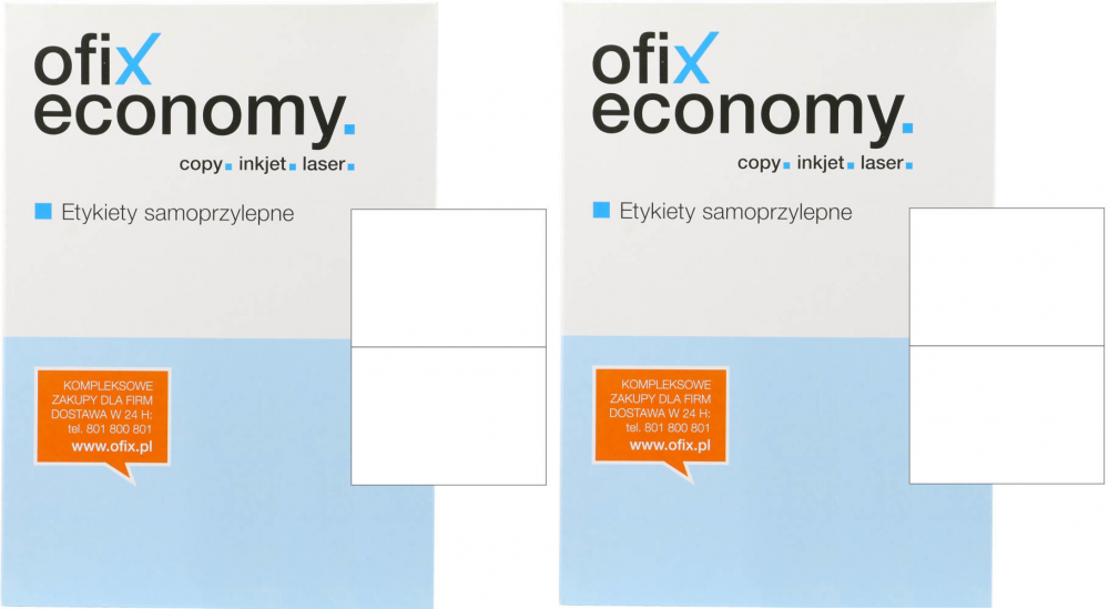 2x Etykiety samoprzylepne Ofix Economy, 210x148mm, 100 arkuszy, biały