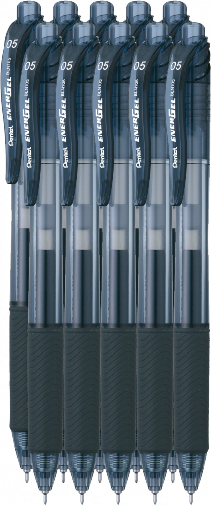 10x Pióro kulkowe automatyczne Pentel, EnerGel BLN-105, 0.5mm, czarny
